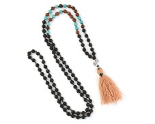 Asijský růženec lávový kámen s hnědým střapcem