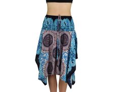 Sukně krátká TUNDE, mandala trojzubec, modro-červená