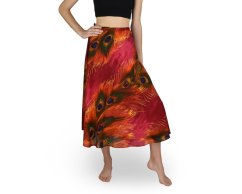 Zavinovací sukně NORIO, červená batika, paví oka