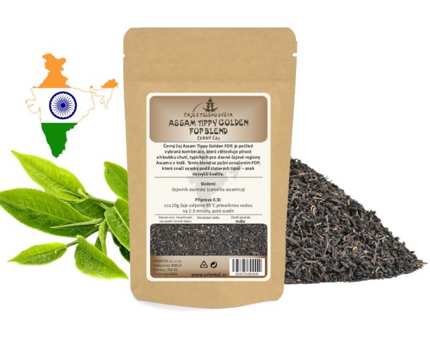 Černý čaj India Assam Tippy Golden FOP blend - Gramáž čaje: 50 g