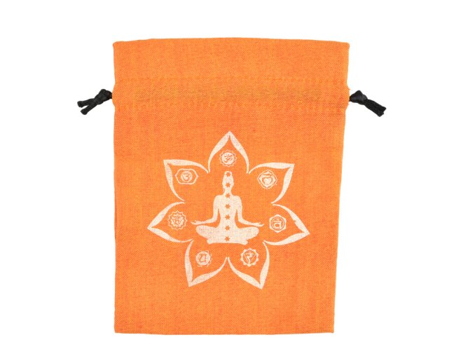 Dárkový stahovací pytlíček Jóga - oranžový - 8 x 11 cm