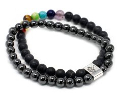 Náramek dvojitý magnetický, onyx a čakrové kameny
