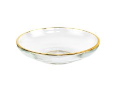 Skleněný podšálek se zlatým okrajem 10 cm - karton 6 ks
