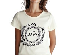 Dámské triko I AM LOVE, bavlna, krémová, L