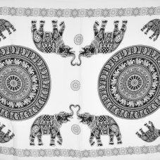 Sarong - Pareo BUN, sloní rozeta, bílý, černý vzor, II. jak