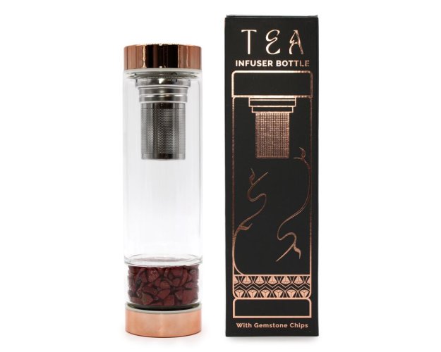 Čajová láhev z křišťálového skla s minerály - Červený jaspis