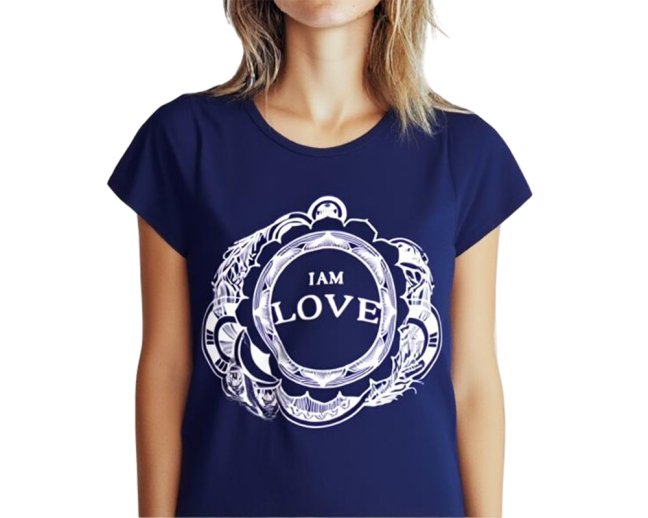 Dámské triko I AM LOVE, bavlna, tmavě modrá - Velikost: M