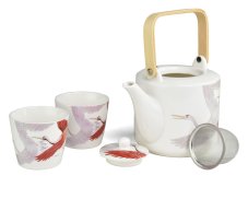 Čínský porcelánový set konvičky a dvou kalíšků Royal Tea Crane - bez krabice