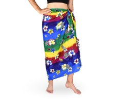 Sarong - Pareo REN, duha s květy, tmavě modrá, II. jakost