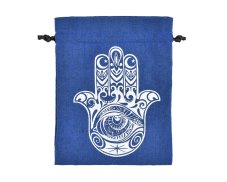 Dárkový stahovací pytlíček Hamsa - modrý - 11 x 14 cm
