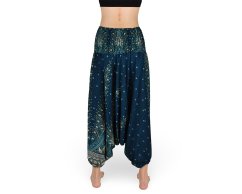 Harémové kalhoty aladin NATSU, paví věž multicolor, zelená, bez šňůrky, velký plamen