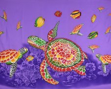Sarong - Pareo VERADIS, fialový, želvy a ryby