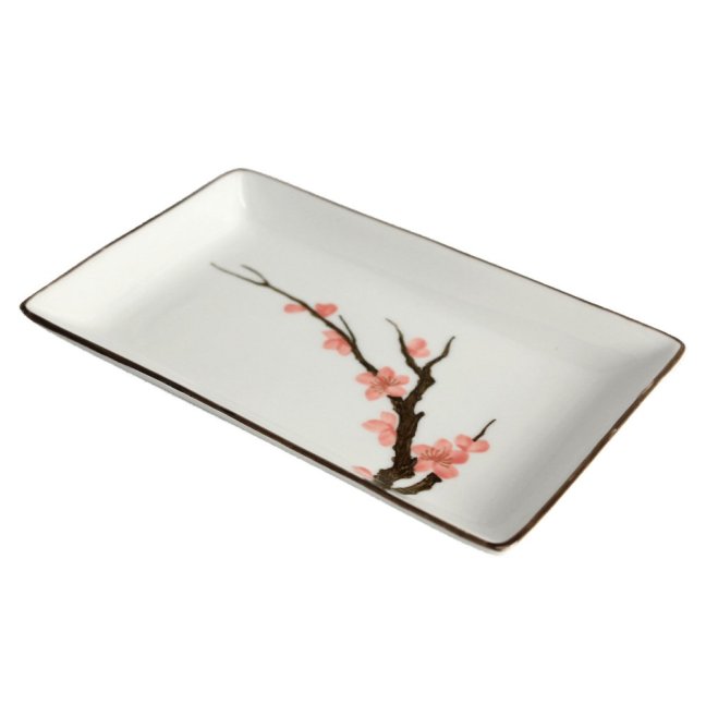Porcelánový talíř na sushi Sakura 20,5 x 13 cm