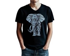 Pánské triko NIDHI s potiskem, slon, černé