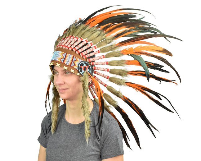 Indiánská čelenka oranžovočerná var. A