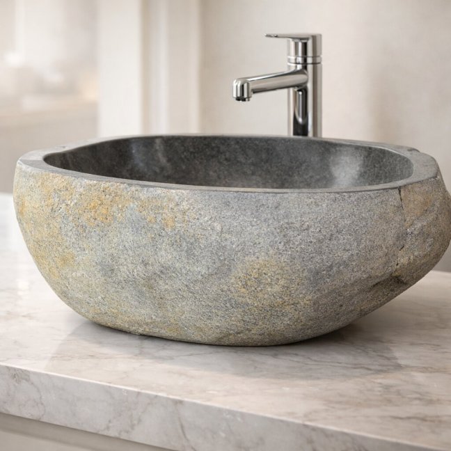 Umyvadlo říční kámen 41 x 33 cm, var. M