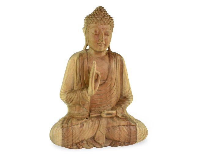 Dřevěná soška Buddha 40 cm natural - Vitarka mudra - učení - II. jakost