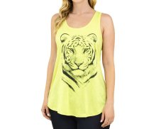 Dámské tílko Yoga, polyester, žluté reflexní, tygr