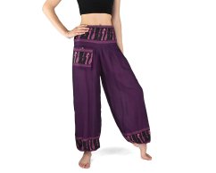 Kalhoty jóga PABITRA, fialové, egyptský vzor