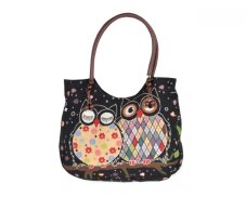 Taška menší Solada, černá, sovy