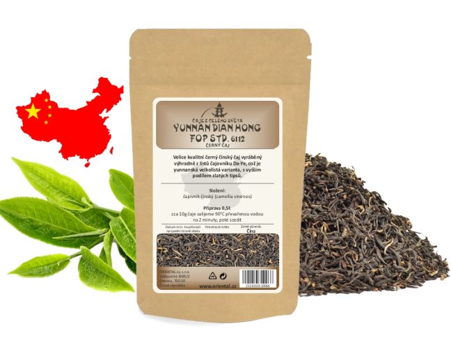 Černý čaj China Yunnan Dian Hong FOP std. 6112 - Gramáž čaje: 200 g