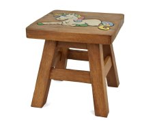 Stolička dřevěná čtverec dekor unicorn II. jakost