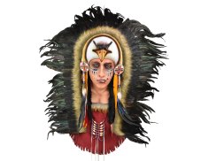 Závěsná dekorace Indiánská náčelnice s orlem 120 cm - var. B