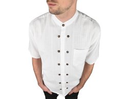 Pánská košile s krátkým rukávem RENSHU, bílá, hrubé pruhy