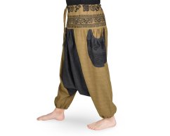 Harémové kalhoty aladin PATHA DUO, šedo - hořčicová