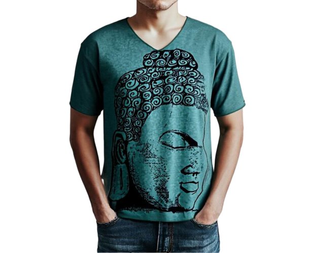 Pánské triko NIDHI s potiskem, Buddha, khaki, vel. L