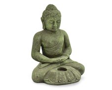 Betonová socha Buddha, meditace, čajová svíčka, zelená 30 cm - II. jakost