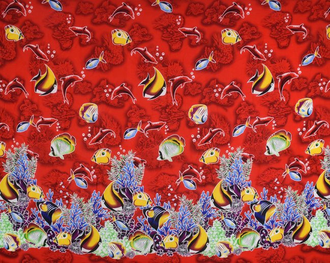 Sarong - Pareo VERADIS, podmořský svět, červená, II. jak.