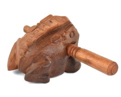 Hrající dřevěná žába dvoubarevná 12 cm