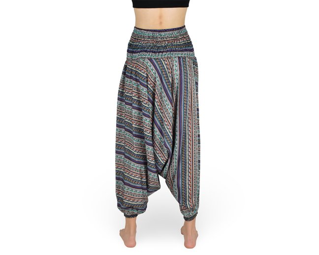 Harémové kalhoty aladin NATSU, proužky, tyrkysová, bez šňůrky