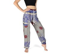 Kalhoty Joga SOLADA, béžové, mandaly, květy