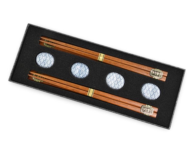 Čínské jídelní hůlky Oriental 4 ks s držáky 22,5 cm