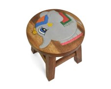 Stolička dřevěná dekor sloník - II. jakost