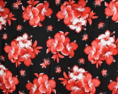 Sarong - Pareo REN, Hibis, černý, červený květ, var. A, II. jak.