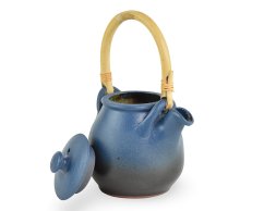 Keramická konev Yin Zhen modrá s rákosovým uchem cca 0,4 l - bez sítka