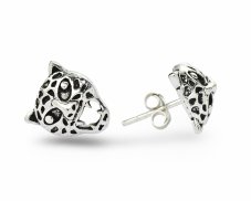 Stříbrné náušnice puzety - Levhart