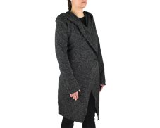 Kardigan JUNTA, kapuce s ozdobou, černý melír