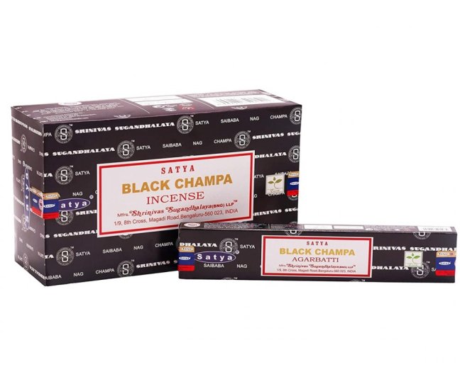 Indické vonné tyčinky Schrinivas Satya Black Champa 15 g Indické vonné tyčinky Schrinivas Satya Black Champa 15 g