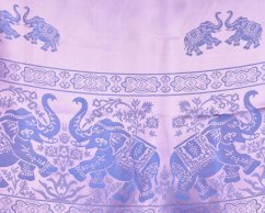 Šátek kašmírské hedvábí fialovo-růžová - sloni, II. jakost