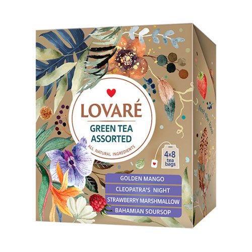 Kolekce čajů Lovaré Green Tea Assorted (32 sáčků) 64 g