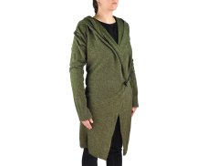 Kardigan JUNTA, kapuce s ozdobou, zelený
