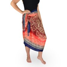 Sarong - Pareo BUN, duhová mandala, červená, II. jakost