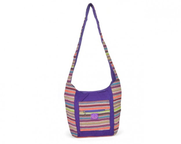 Bavlněná taška přes rameno Dhara fialová, smajlík