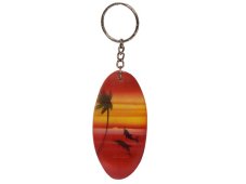 Klíčenka dřevo, Hawai kulatý surf růžový s palmou