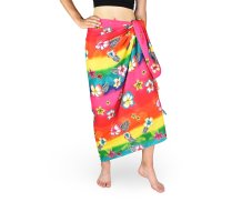 Sarong - Pareo REN, duha s květy, růžová