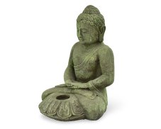 Betonová socha Buddha, meditace, čajová svíčka, zelená 30 cm - II. jakost